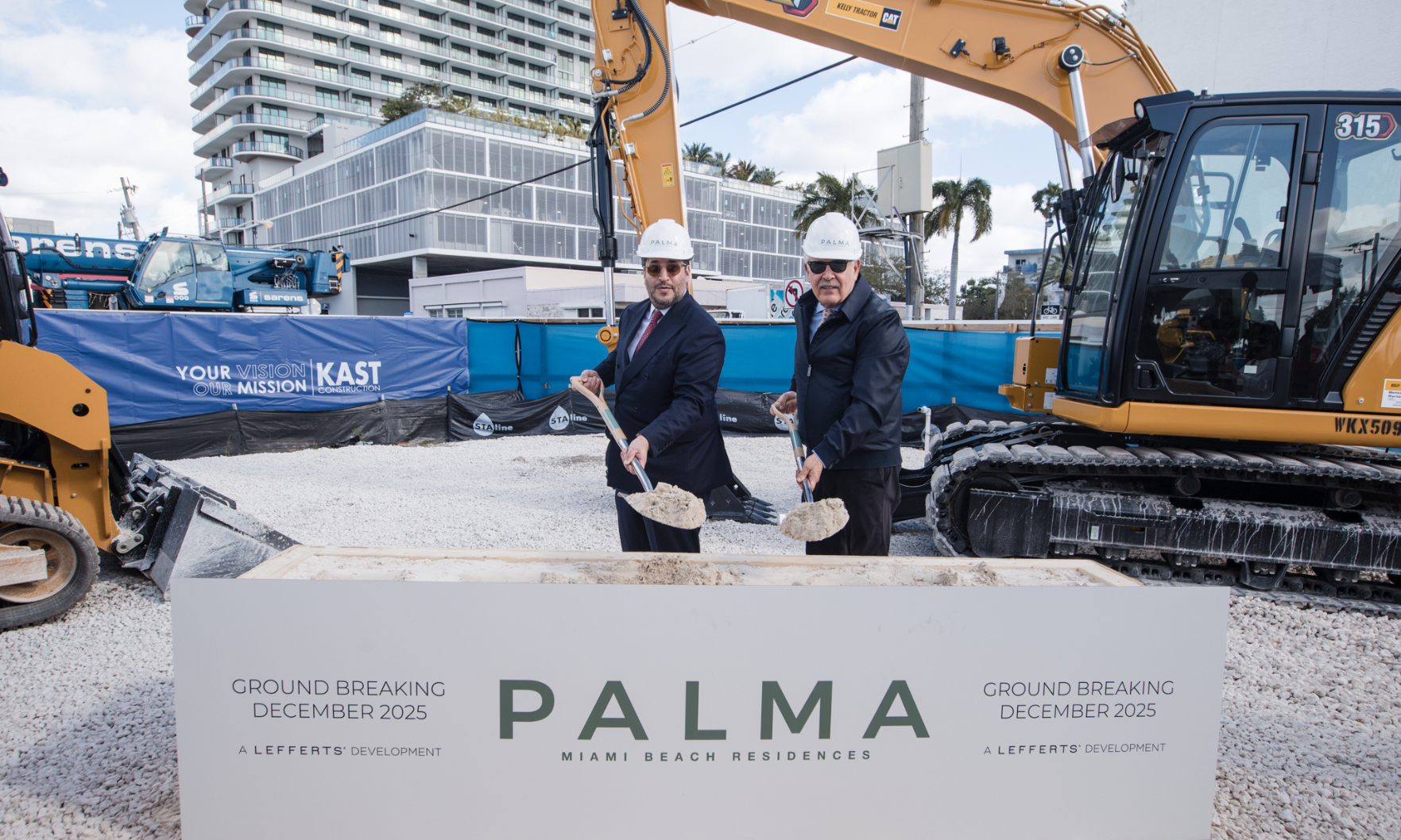 Mendy Chidaitov and Russell Galbut at the groundbreaking